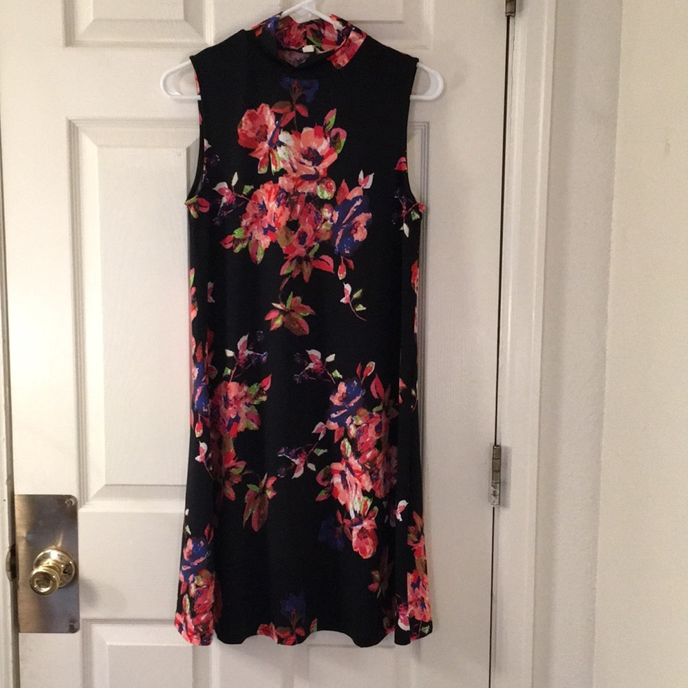 Aryeh black dress with colorful flower pattern